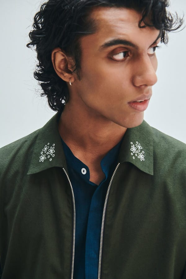 Saphed — Pine Co-Linen Men's Track Jacket