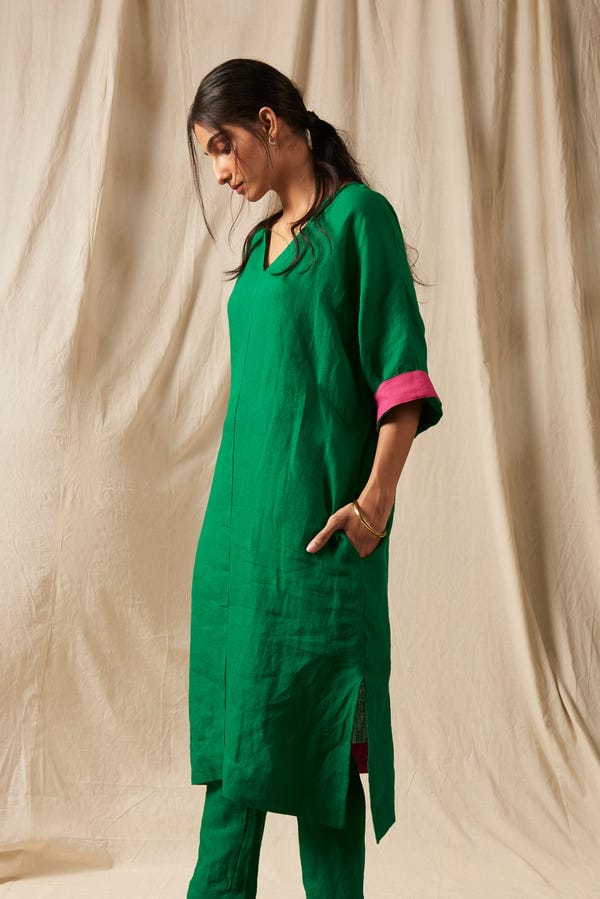 Saphed — Panna Linen Dolman Kurta Set