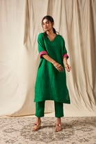 Panna Linen Dolman Kurta Set view 3