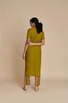 Mehendi Linen Half Sleeves Kurta view 7