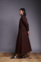Coffee Co-Linen Round Hem Shirt - Sale view 5