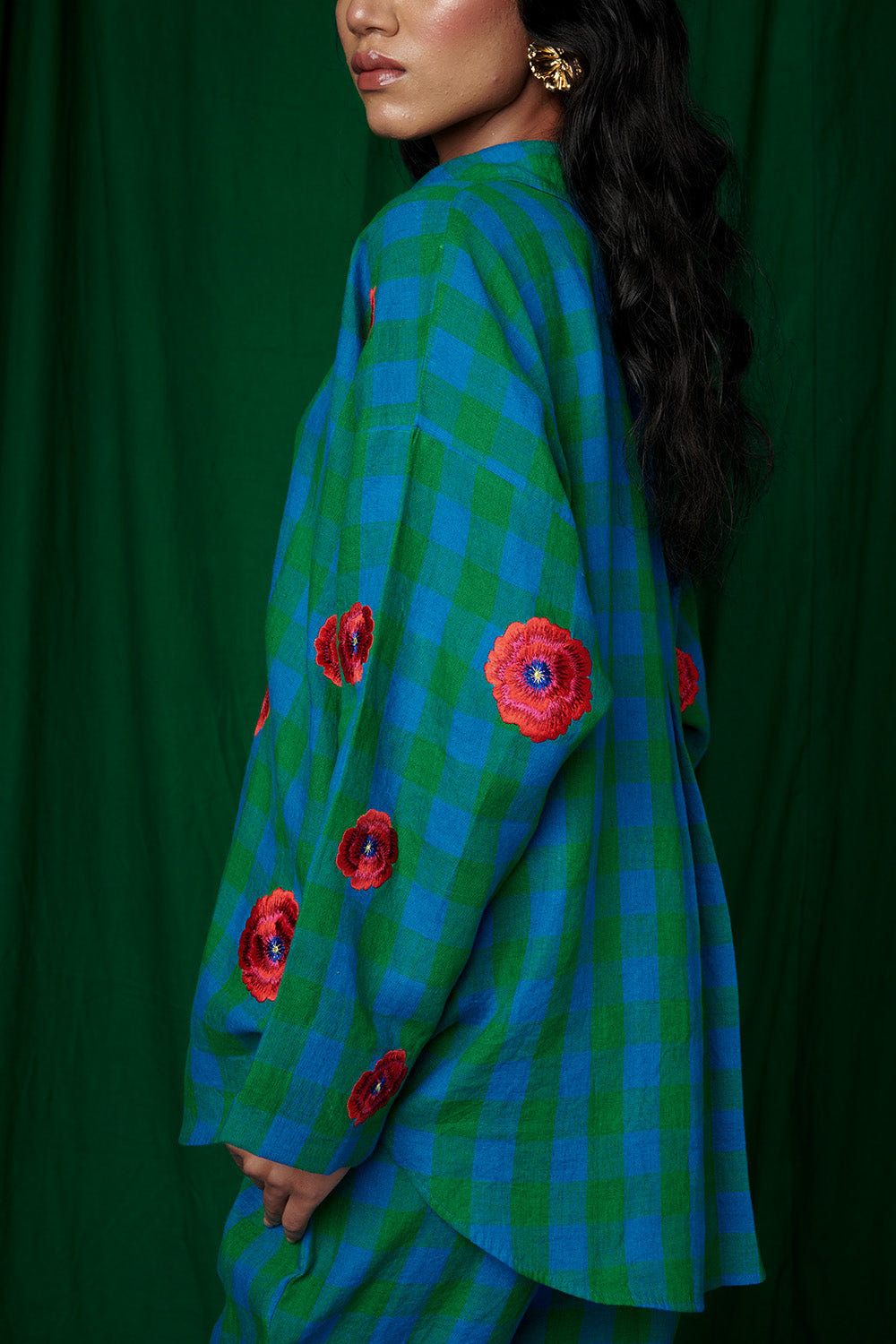 Forest Linen Oversized Flared Shirt - Sale - image 10