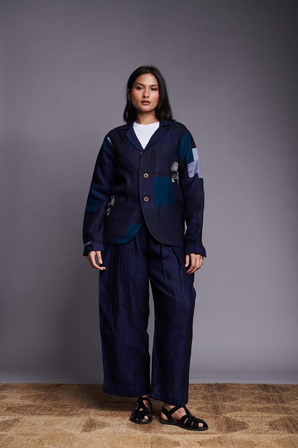 Saphed — Neel Linen Wide Pleated Trousers