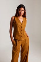 Olive Co-Linen Waistcoat - Sale view 1
