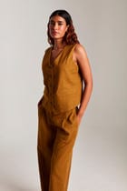 Olive Co-Linen Waistcoat - Sale view 4
