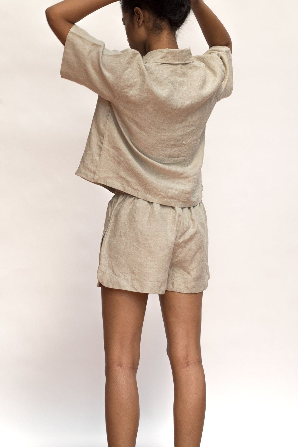 Undyed Linen Women's Shorts Set - image 2
