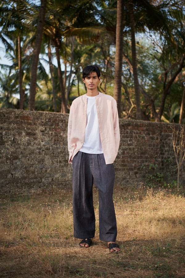 Saphed — Graphite Linen Men's Baggy Pants