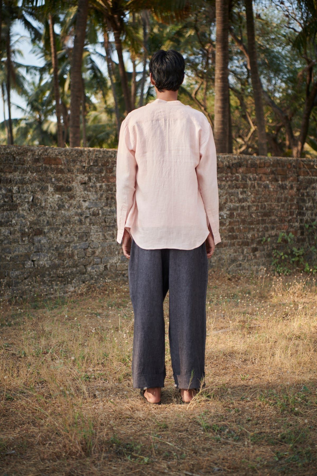 Graphite Linen Men's Baggy Pants - image 3