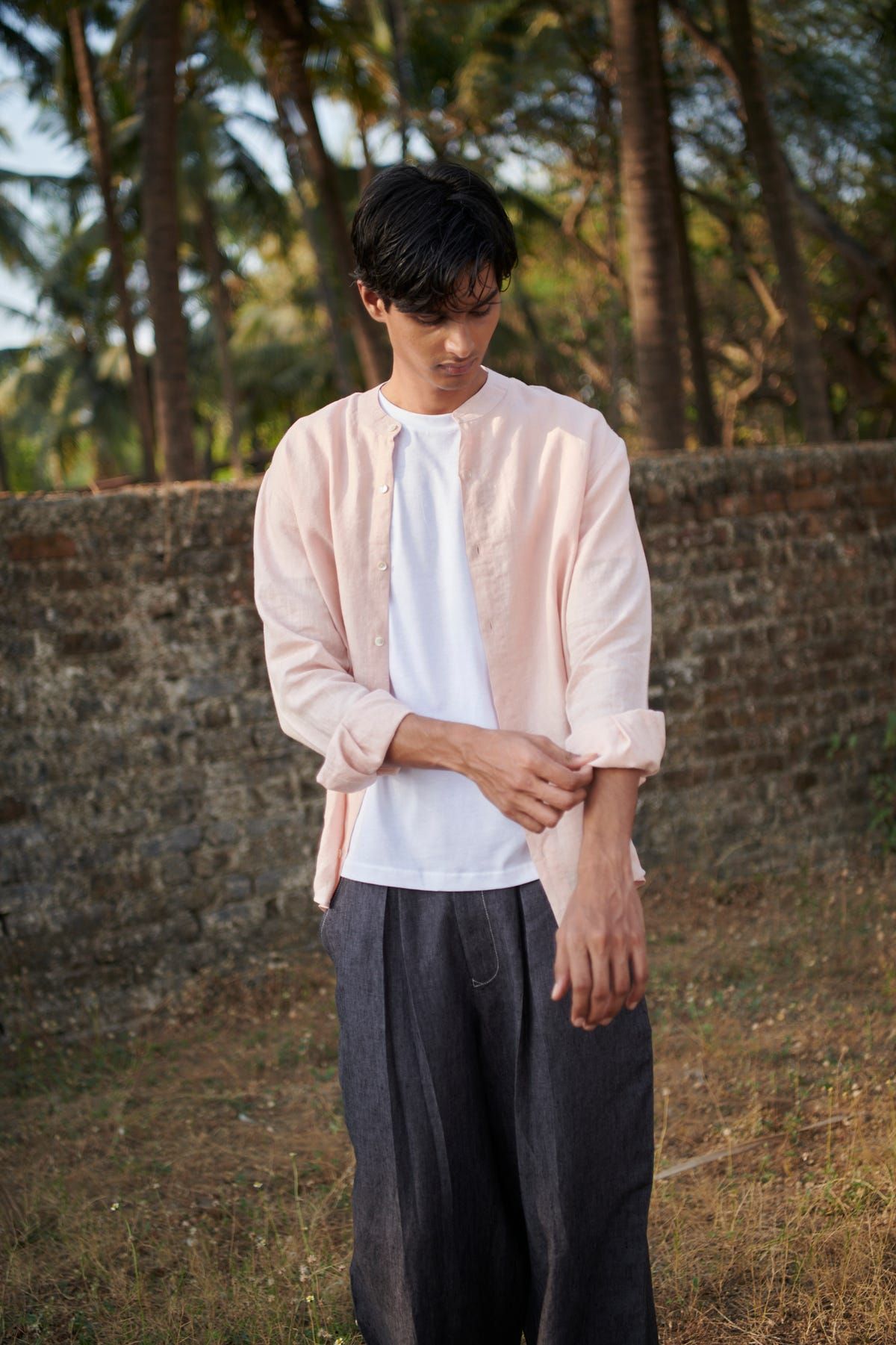 Graphite Linen Men's Baggy Pants - image 5