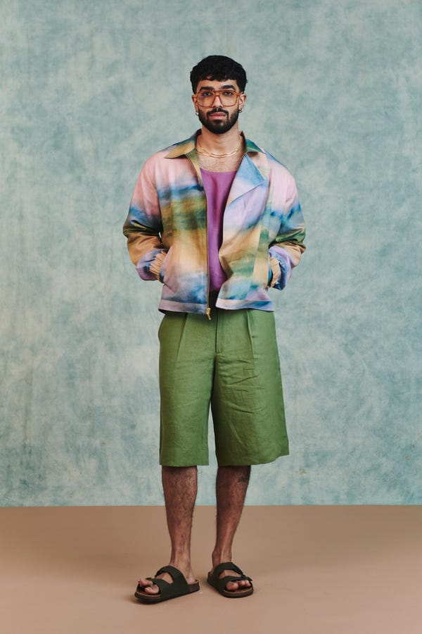 Saphed — Moss Linen Men's Jorts