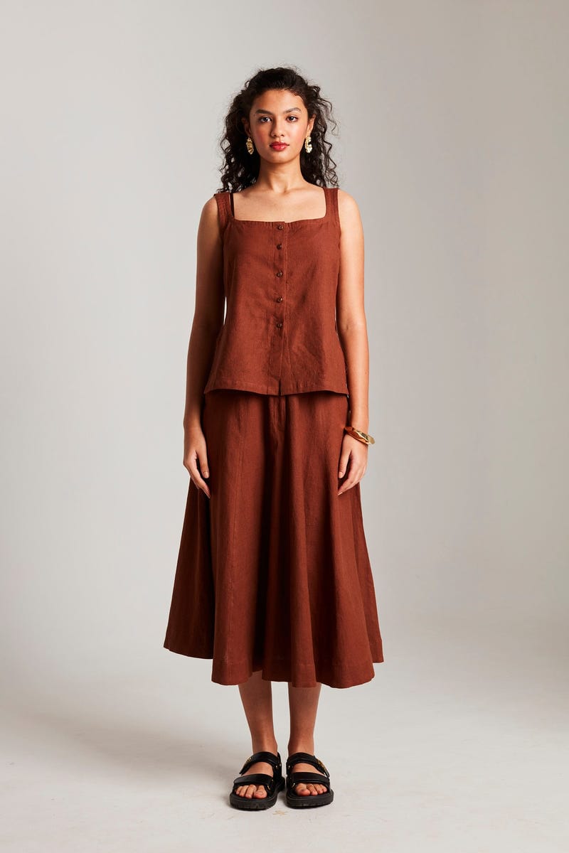 Mocha Co-Linen Skirt - Sale