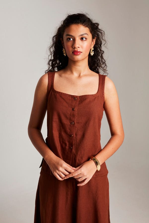 Saphed — Mocha Co-Linen Skirt - Sale
