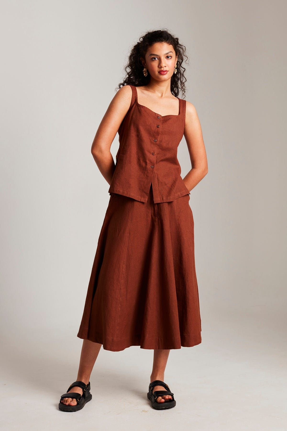 Mocha Co-Linen Skirt - Sale - image 3