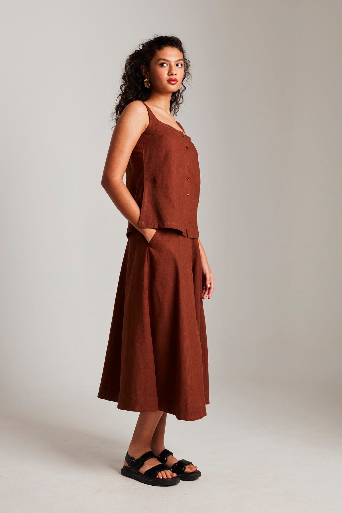 Mocha Co-Linen Skirt - Sale - image 6