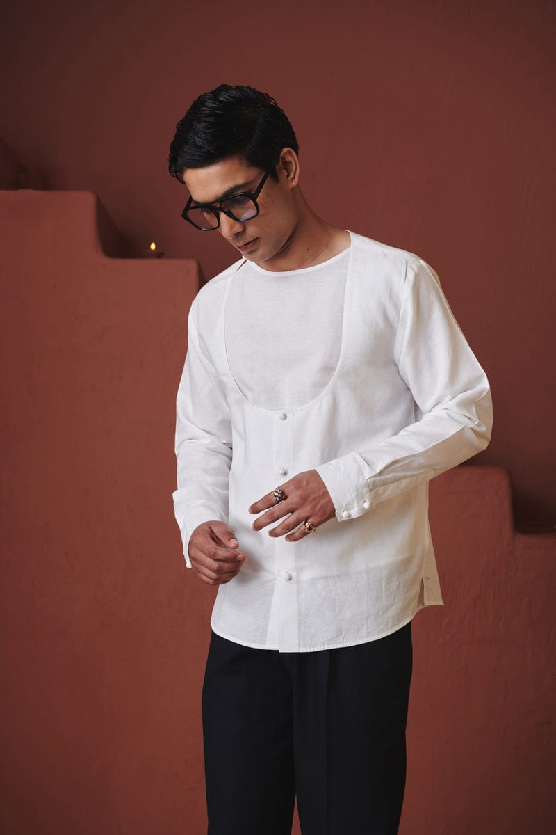 Taj Co-Linen Men's Angrakha Shirt