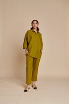 Mehendi Linen Pleated Pants - Sale view 1