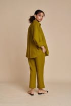 Mehendi Linen Pleated Pants - Sale view 5
