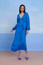Santorini Linen Wrap Billow Dress - Sale view 5