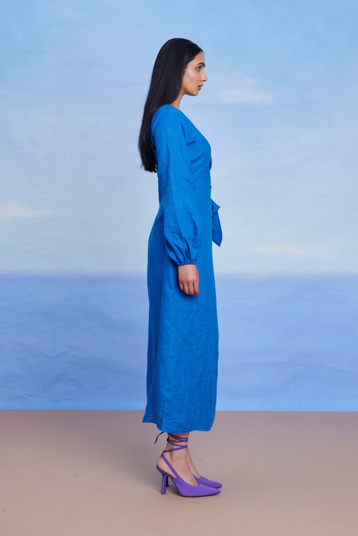 Santorini Linen Wrap Billow Dress - Sale - image 7