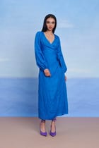 Santorini Linen Wrap Billow Dress - Sale view 8