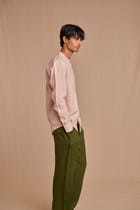 Blush Linen Men's Band Collar Shirt – Slim Fit view 4