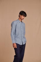 Sky Linen Men's Oxford Shirt – Slim Fit view 1