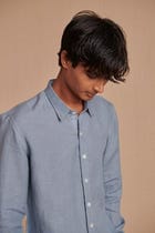 Sky Linen Men's Oxford Shirt – Slim Fit view 4
