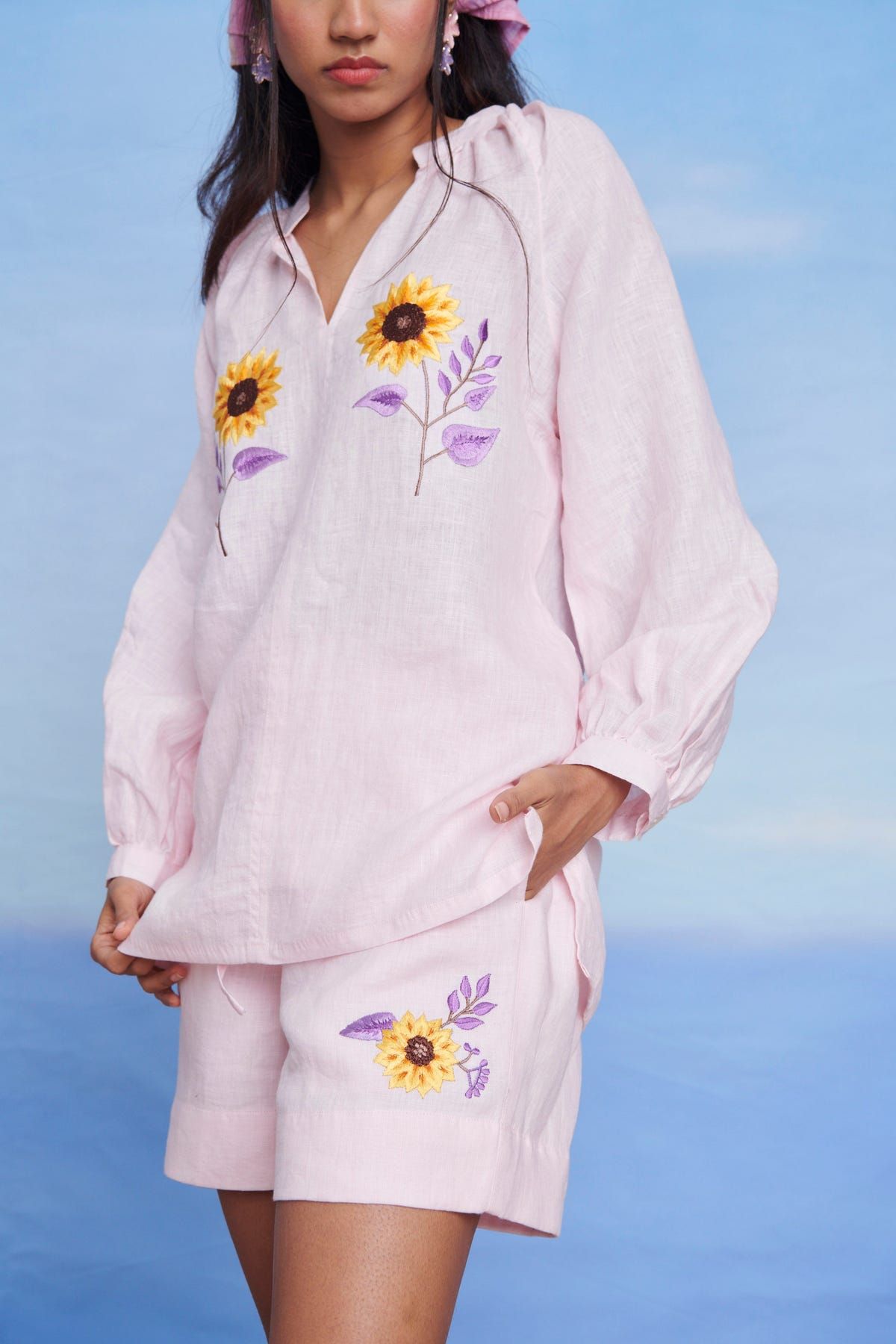 Fleur Linen Billow Shorts - Sale - image 1