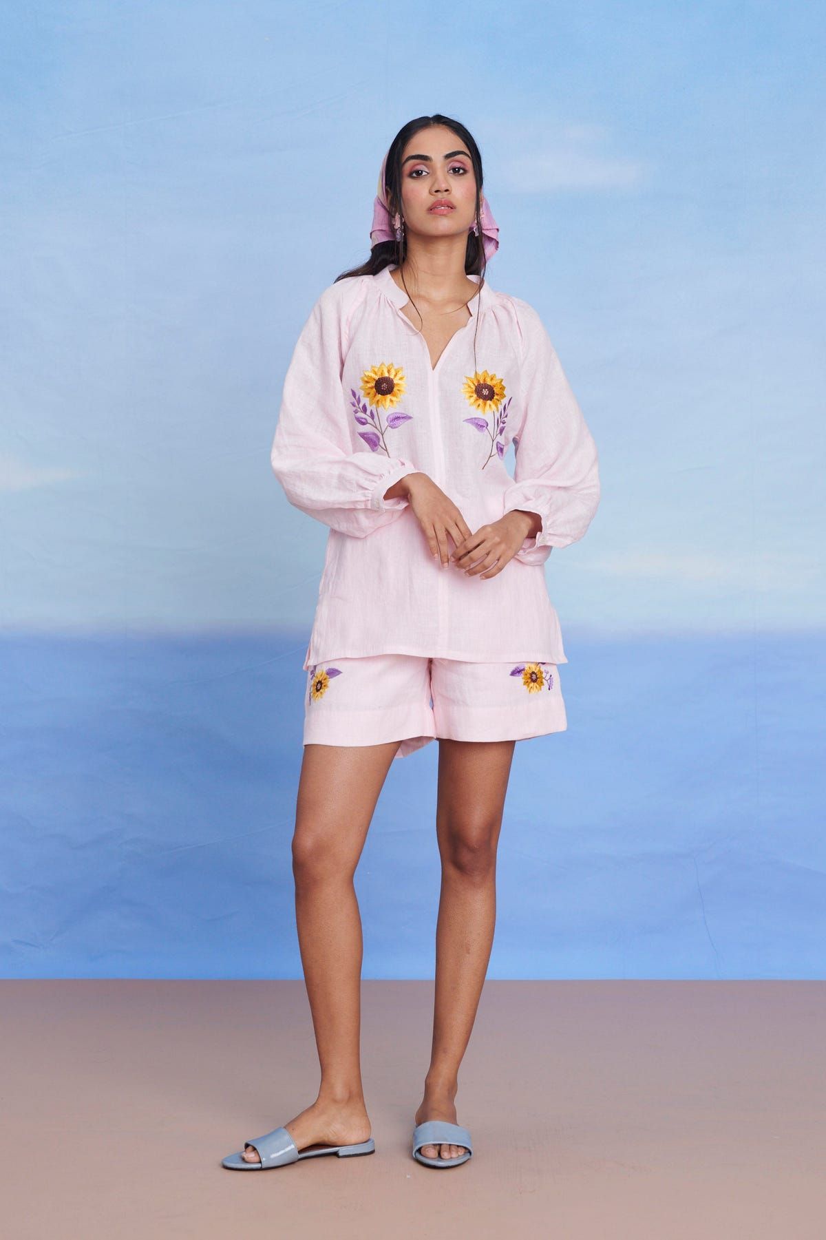 Fleur Linen Billow Shorts - Sale - image 3