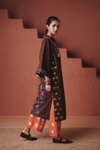 Coffee Co-Linen Multi-Panelled Kurta Set view 3