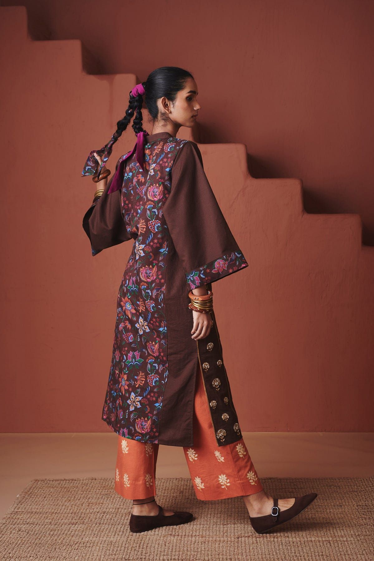 Coffee Co-Linen Multi-Panelled Kurta Set - image 5