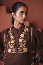 Coffee Co-Linen Multi-Panelled Kurta Set view 7