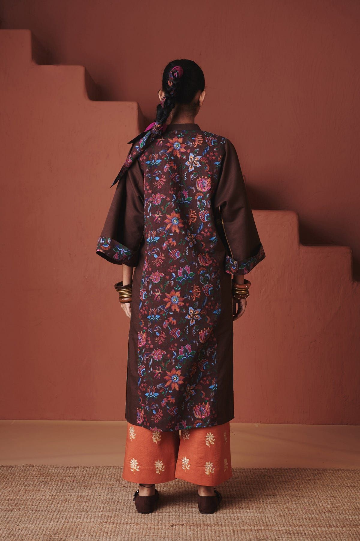 Coffee Co-Linen Multi-Panelled Kurta Set - image 8