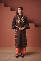 Coffee Co-Linen Multi-Panelled Kurta Set view 9