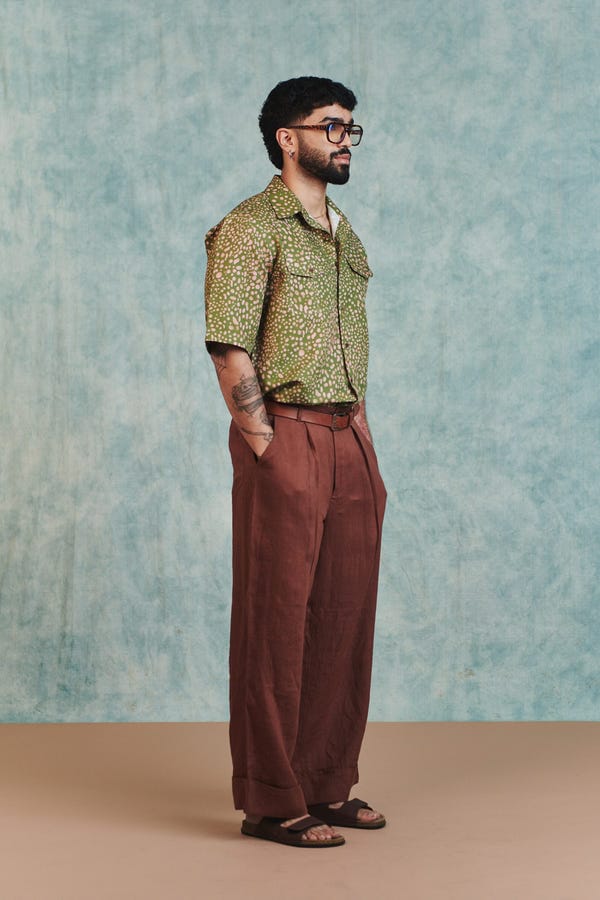Saphed — Chocolate Linen Men's Baggy Pants