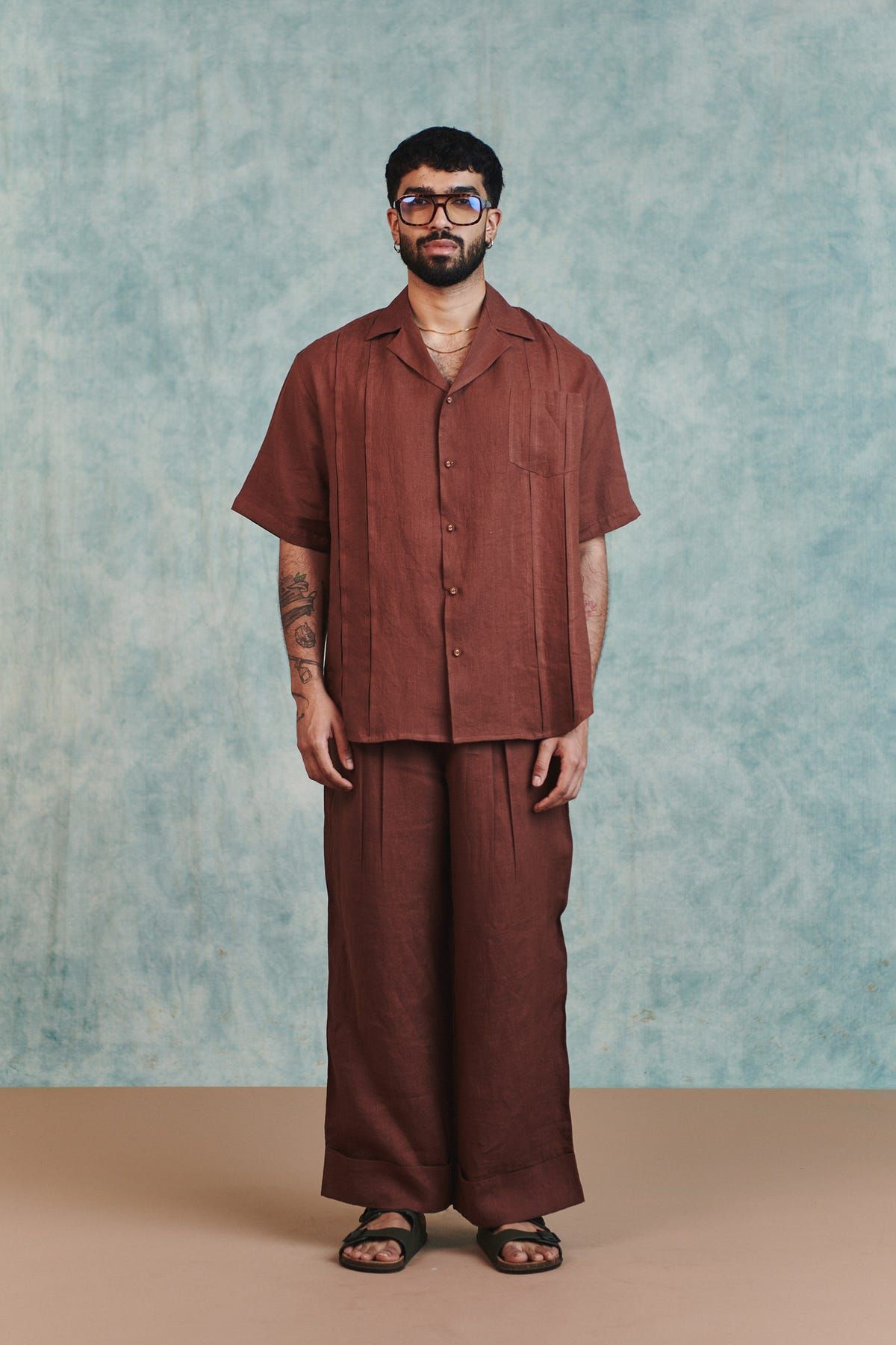 Chocolate Linen Men's Baggy Pants - image 2