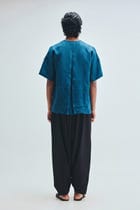 Indigo Linen Men's Half Sleeves Panelled Shirt Kurta view 5
