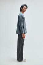 Slate Linen Men's Side Placket Shirt view 5