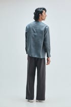 Slate Linen Men's Side Placket Shirt view 9