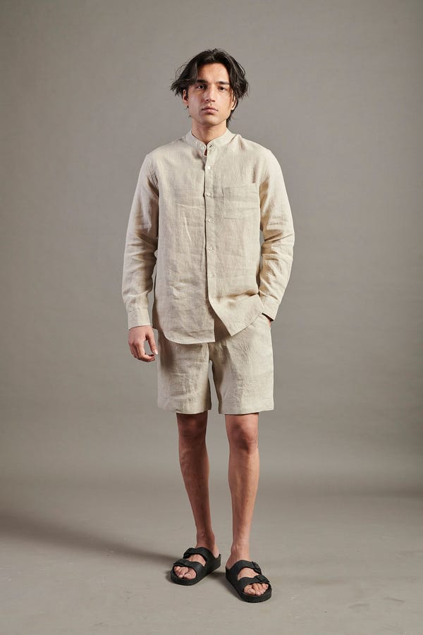 Saphed — Undyed Linen Golf Shorts