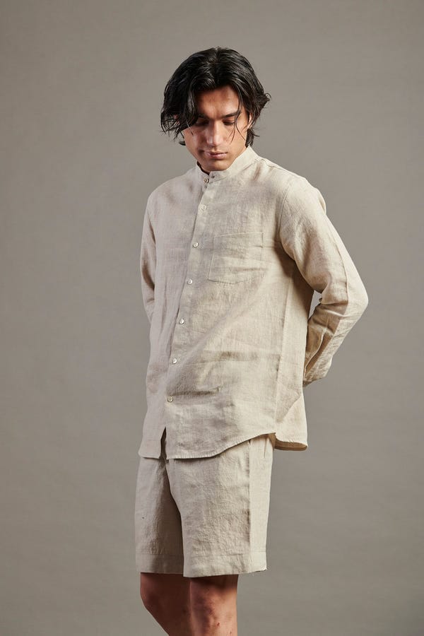 Saphed — Undyed Linen Golf Shorts