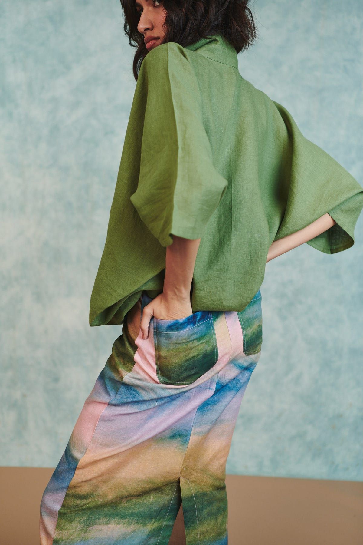 Moss Linen Applique Breeze Shirt - image 9
