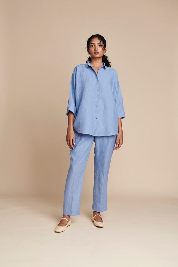 Saphed — Ashwem Linen Oversized Flared Shirt - Sale