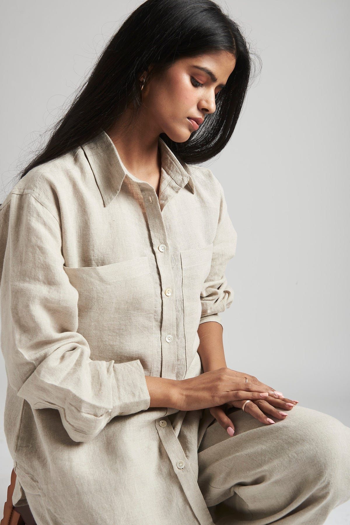 Undyed Linen Oversized Pocket Shirt - Sale - image 7