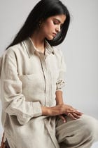 Undyed Linen Oversized Pocket Shirt - Sale view 7