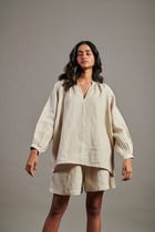 Undyed Linen Billow Top view 3