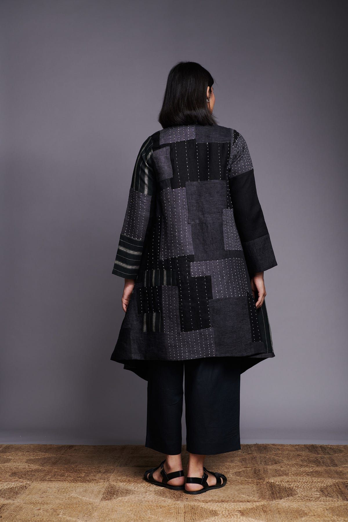 Patchwork Linen Kantha Drape Overlay - image 5