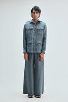 Slate Linen Men's Safari Overshirt Set view 1