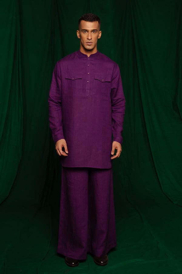 Saphed — Violet Linen Men's Flared Pants