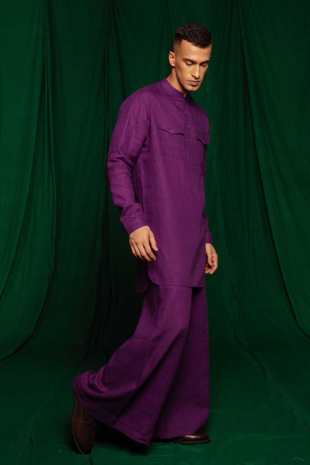 Violet Linen Men's Flared Pants - image 5